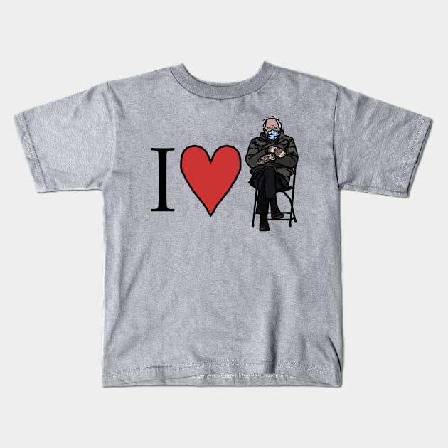 I Heart Bernie Sanders Mittens Love on Valentines Day Kids T-Shirt by ellenhenryart